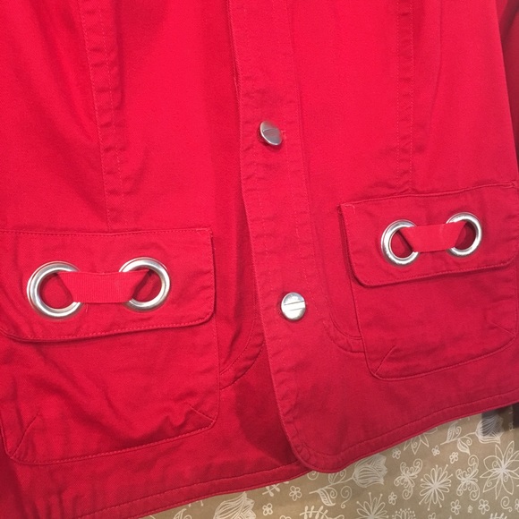 Christopher & Banks Bright Red Grommets Jacket L - Picture 2 of 8